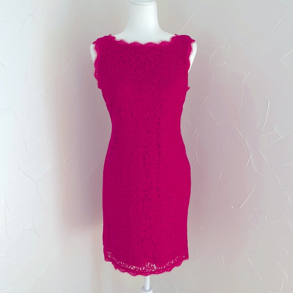 Adrianna Papell Hot Pink Lace Dress